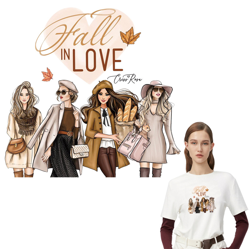 

Notions Fashion Girls Iron on Patches for T-Shirts DIY Washable Heat Press Decals Big Size Beautiful Women Transfers Patch for Clothing