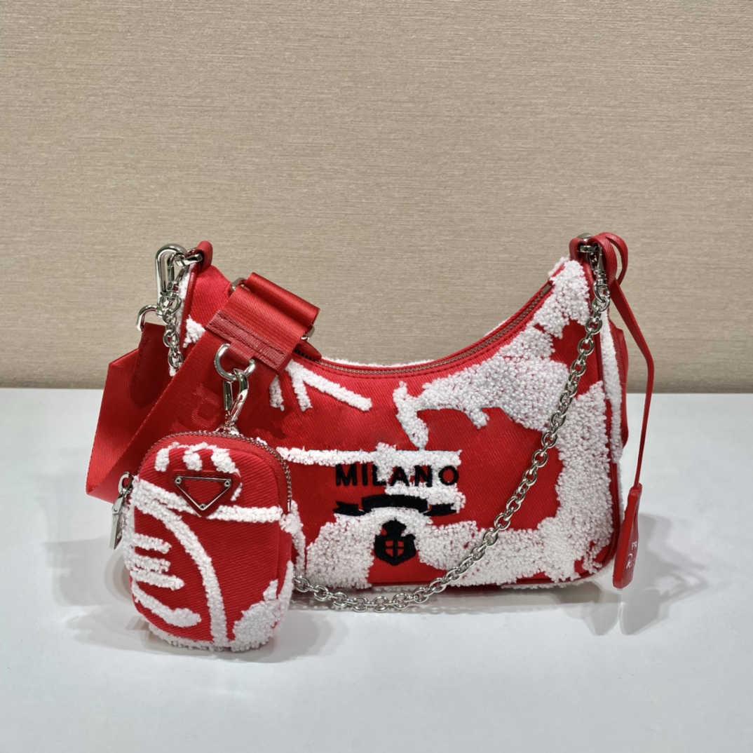 

5A FW 2022 Luxury Designer Women Shoulder Bag Messenger Bags Purse Wallet ReEdition 2000 2005 Re Nylon Hobo underarm bag in embroidered sj, 2# with full logo