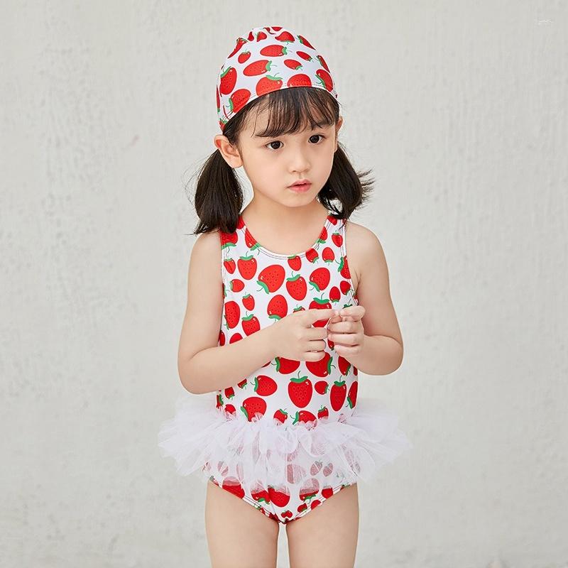 

Women's Swimwear Fashion Girls Bathing Suit Swimsuit Kids Summer Sunscreen Girl Cap Bodysuit Clothing