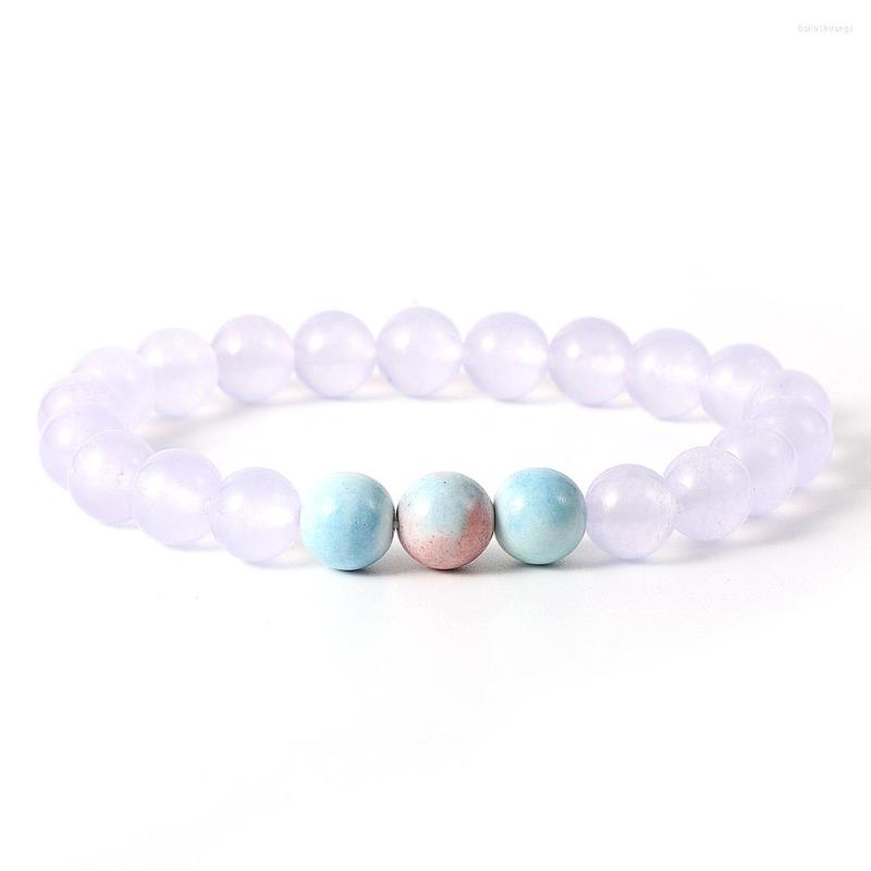 

Strand 8mm Alashan Colorful Agates Charm Chalcedony Bracelets For Women Stretch Natural Stone Beads Bangle Fashion Jewelry