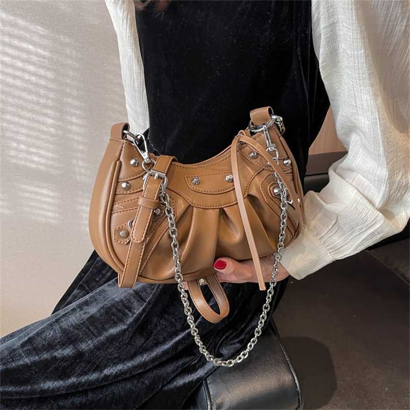 

individuality motorcycle bag messenger bag 2023 early spring new alternative women's one-shoulder bag, White11