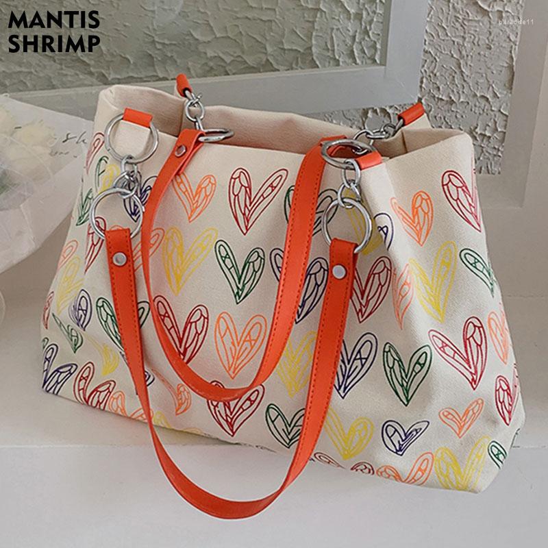 

Evening Bags Women Trend Ladies Shoulder Designer Classic Brand Heart Pattern Handbags High Quality Fashion Large Capacity Tote, Orange