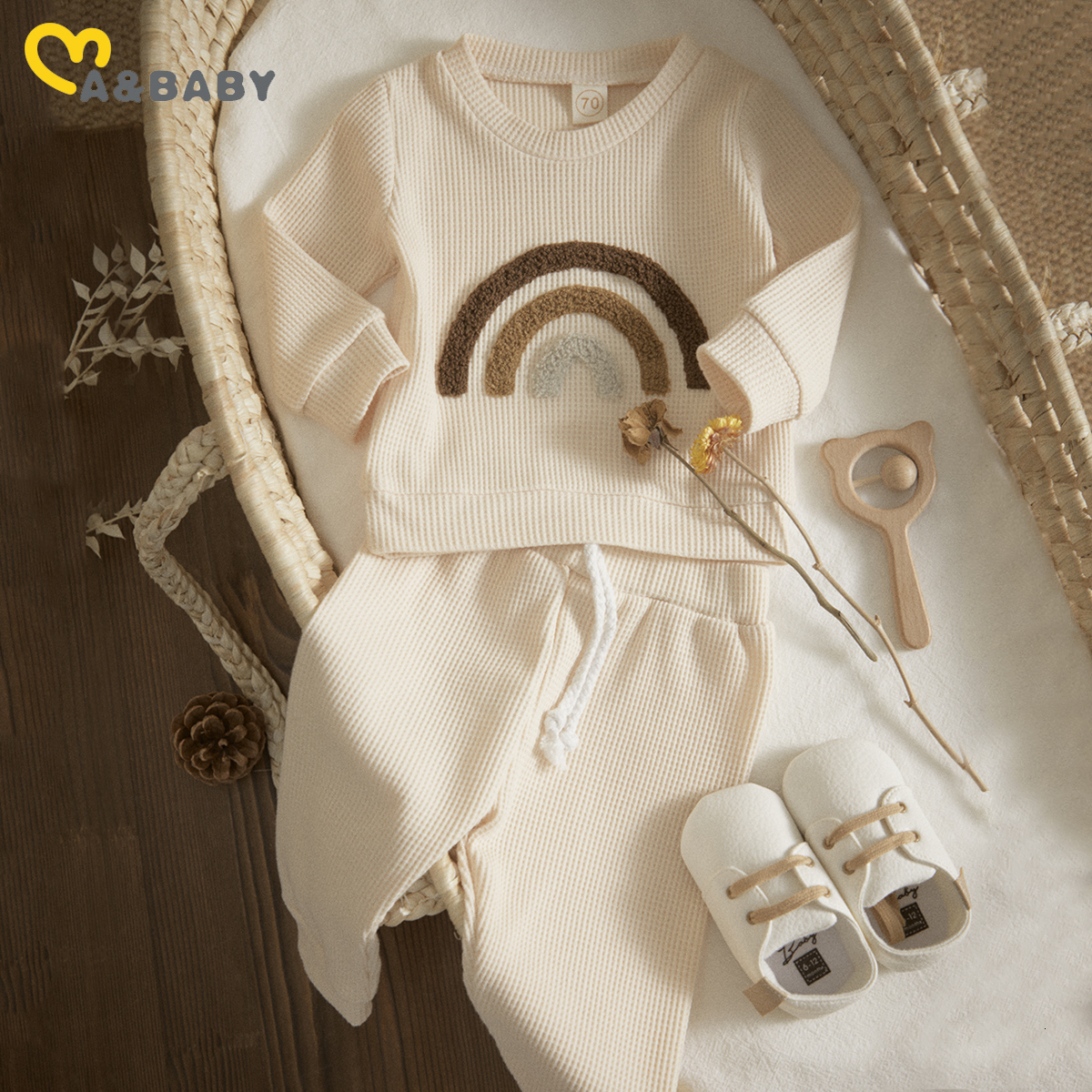

Pajamas Ma Baby 024M Boy Girl Clothes Set born Infant Autumn Spring Outfits Rainbow Tops Pants Casual Clothing 230217