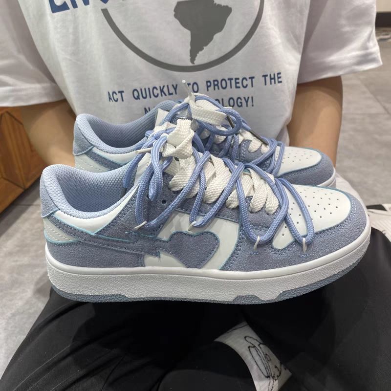 

Dress Shoes y2k Luxury Sneakers Heart Fashion Women Casuals Basketball Style Couple Trend Lace-up White Blue Sport 230217, Dark blue