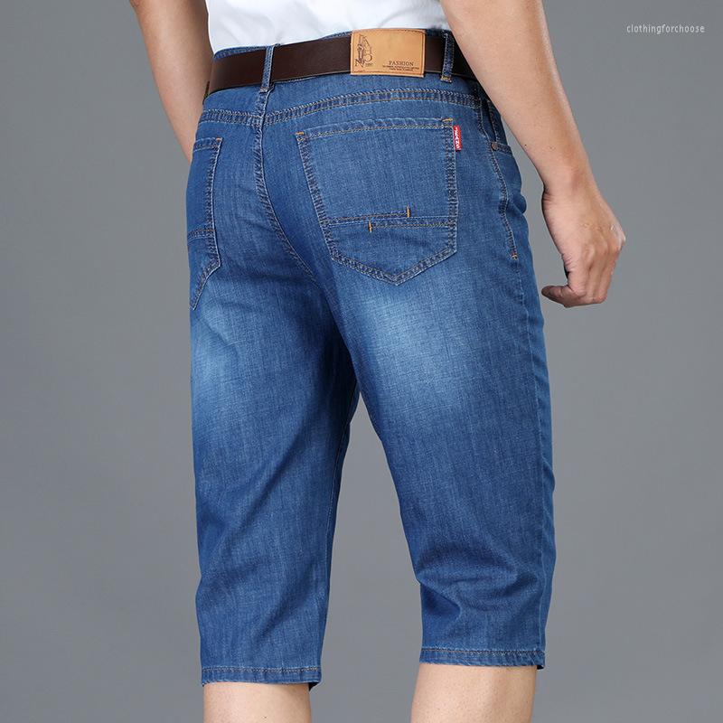 

Men's Jeans Men's Summer Thin Straight High Waist Cropped, Blue