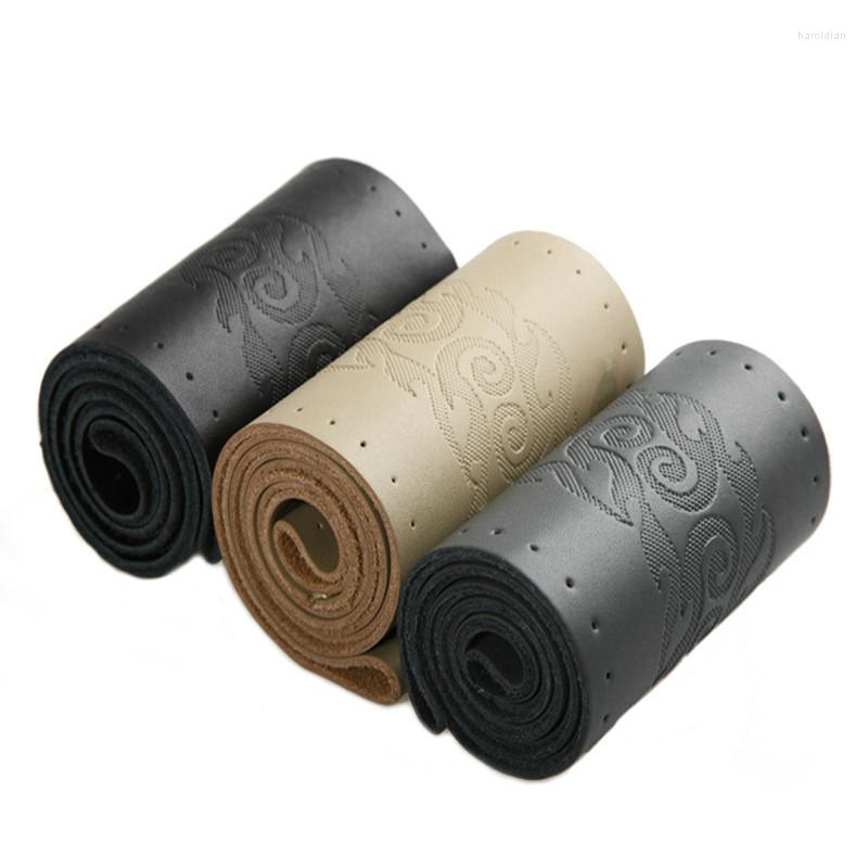 

Steering Wheel Covers DIY Braid Genuine Leather On Car With Needle And Thread Interior Accessories