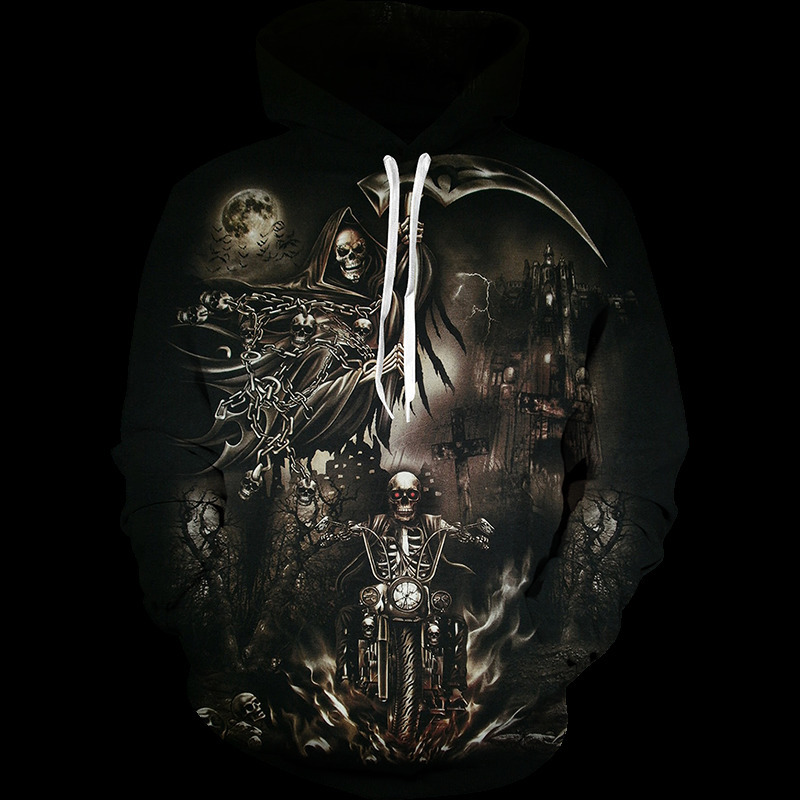 

Men's Tracksuits Punk Gothic Pattern Skull 3D Printed Hoodie Sweatshirts Men Women Fashion Casual Vintage Black Pullovers Hip Hop Hoodies 230217, 7gy