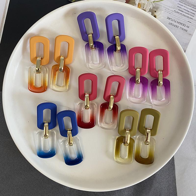 

Stud Earrings Hollow Contrast Color Chain Acrylic Transparent Fashion Geometric Korean Earring Jewelry 2023