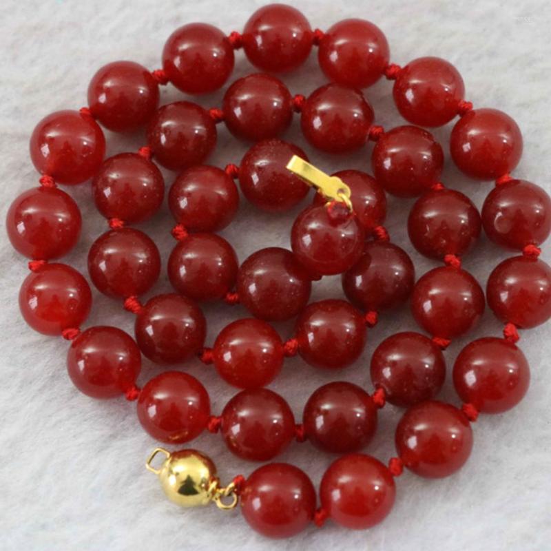 

Chains Charming Women Red Dyed Jades Natural Stone Chalcedony Round Beads 8mm 10mm 12mm Special Diy Jewelry Necklace 18" B1016