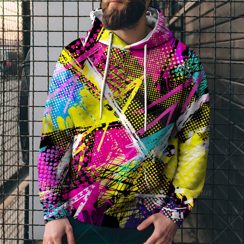 

Men' Tracksuits 3D Colorful Graffiti Printed Hoodie Men Sweatshirts Hooded Tracksuit Fashion Pullover Hoody Streetwear Spring Coat Sportswear 230217, L3644