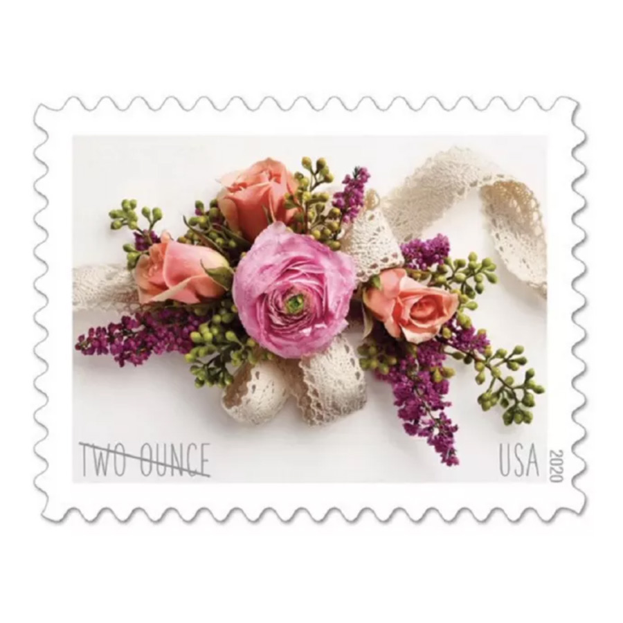 

Garden Corsage Wedding Invitations Mint Sheet of 20 Two Ounce Rate Stamps Scott 5458, Us stamps