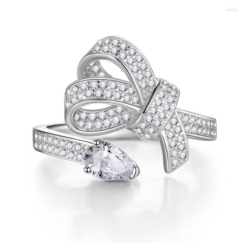 

Cluster Rings 2023 Water Drop 4 6 White Diamond High Carbon Ring Design Texture Women's