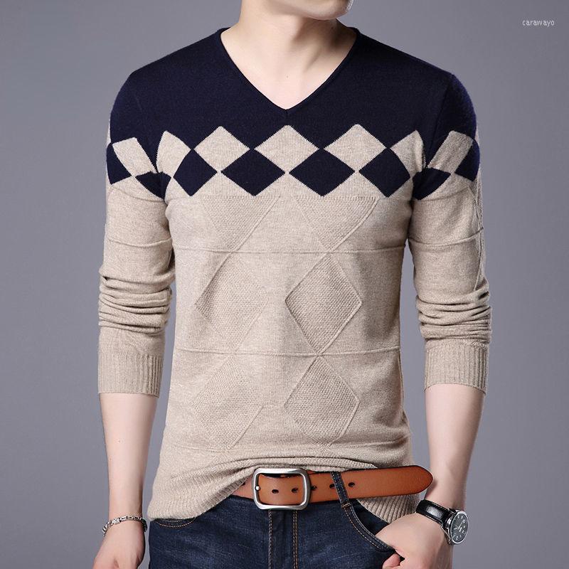 

Men's Sweaters Men 2023 Autumn Casual Striped Print Thick Knit Sweater Pullovers Outfit Fashion Vintage V-Neck Coat D61, 8361 tuose