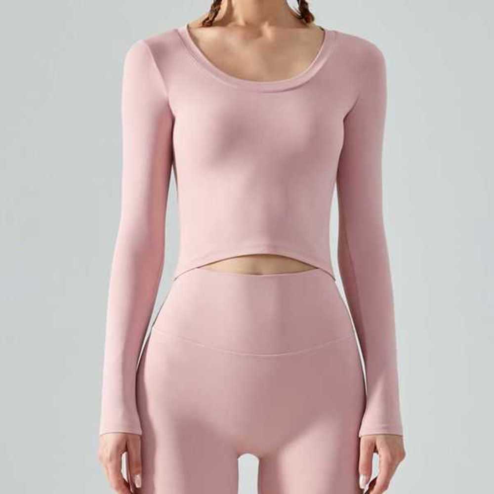 

Activeinter Big Round Neck Long Sleeve Yoga Dress Tight Slim Top Women's Running Sports Fitness with Cushion0fmm0fmm, Chocolate