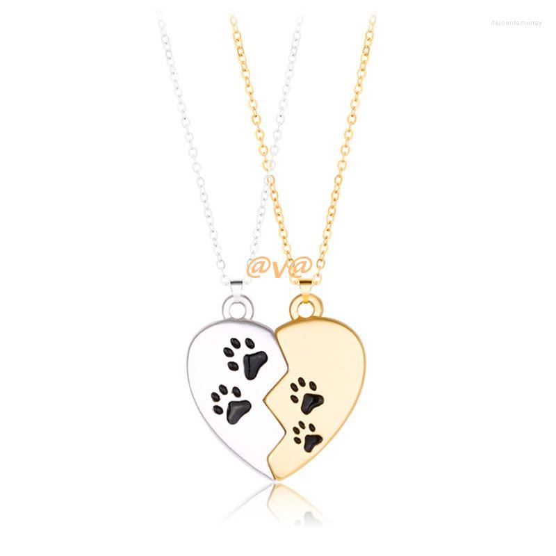 

Chains 2Pcs Broken Heart Necklace Friends With Pattern Pendant