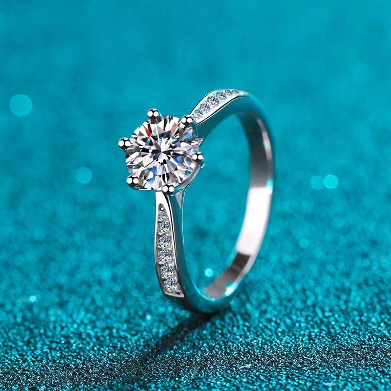 

Cluster Rings Trendy Real 0.5-2ct D Color VVS Moissanite Diamond Ring Women Jewellery 925 Sterling Silver Engagement Anniversary GiftCluster