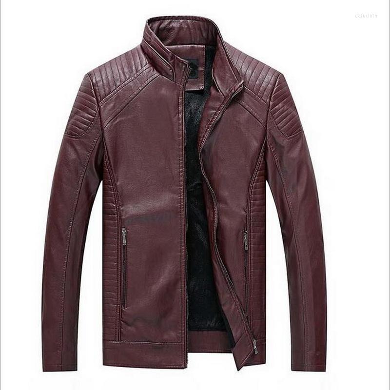 

Men's Fur Men's Leather Jackets Velvet Warm Large Size 6XL Men Brand Coat Solid Color Mens, Khaki