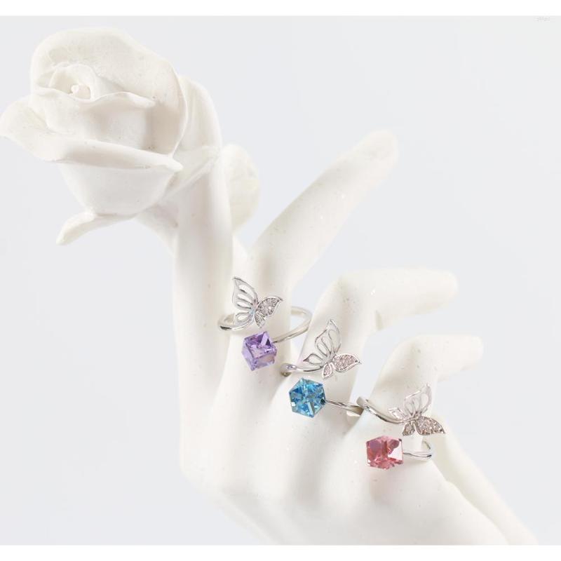 

Cluster Rings LANFLORA Fashion Butterfly Crystal Ring Women Open For Birthday Party Gift Foreign Trade Bulk Wholesale