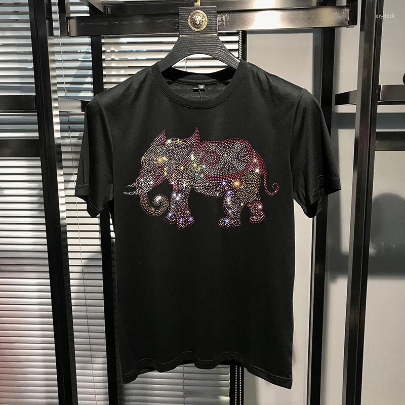 

Men's T Shirts Elephant Diamond Pattern Summer Men's T-Shirt Pure Cotton Breathable Loose Top Casual Sweatshirt, As shown asian size