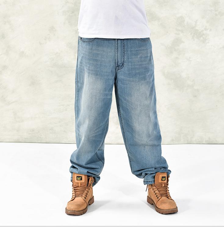 

Men's Jeans Internet Celebrity Style Trend Autumn And Winter Loose Plus Fat Hip Hop Size Skateboard Pants 10, Sky blue