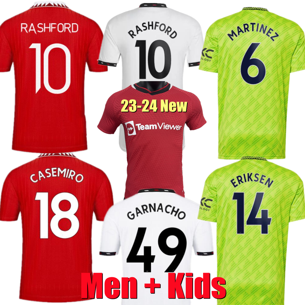 

RASHFORD CASEMIRO soccer jerseys 23 24 ERIKSEN GARNACHO MARTINEZ Fans Player version MANCHESTERs ANTONY football top shirt 2022 2023 kids kits Uniform, 3rd player version
