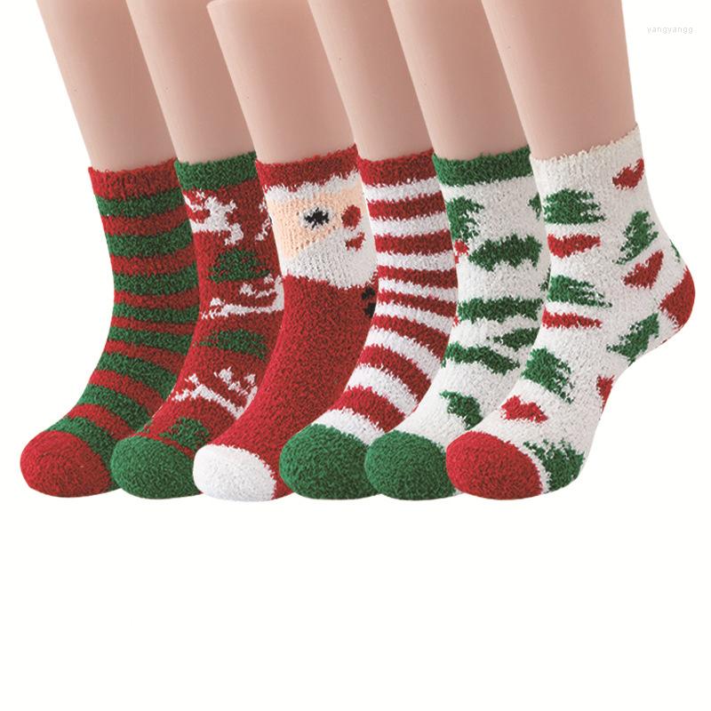 

Women Socks Fitshinling Coral Velvet Winter Christmas Elk Snowman Santa Claus Warm Couples Chaussette Xmas Year In Sokken 2023, Style 1