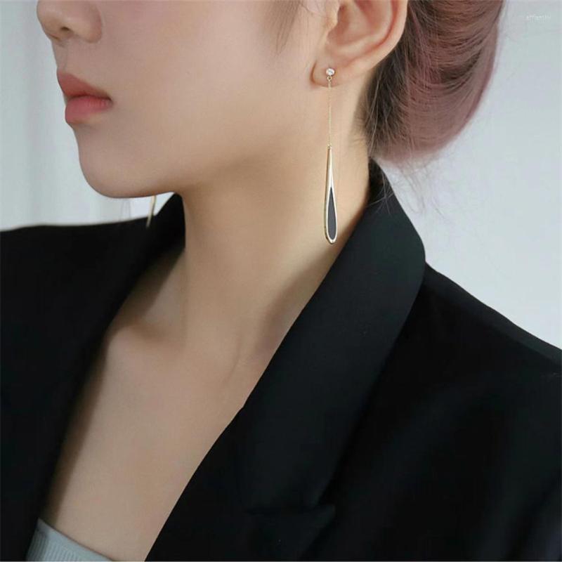 

Dangle Earrings Cold Wind Style Drop Party Luxury Long Temperament Jewelry Fashion Black Tassel