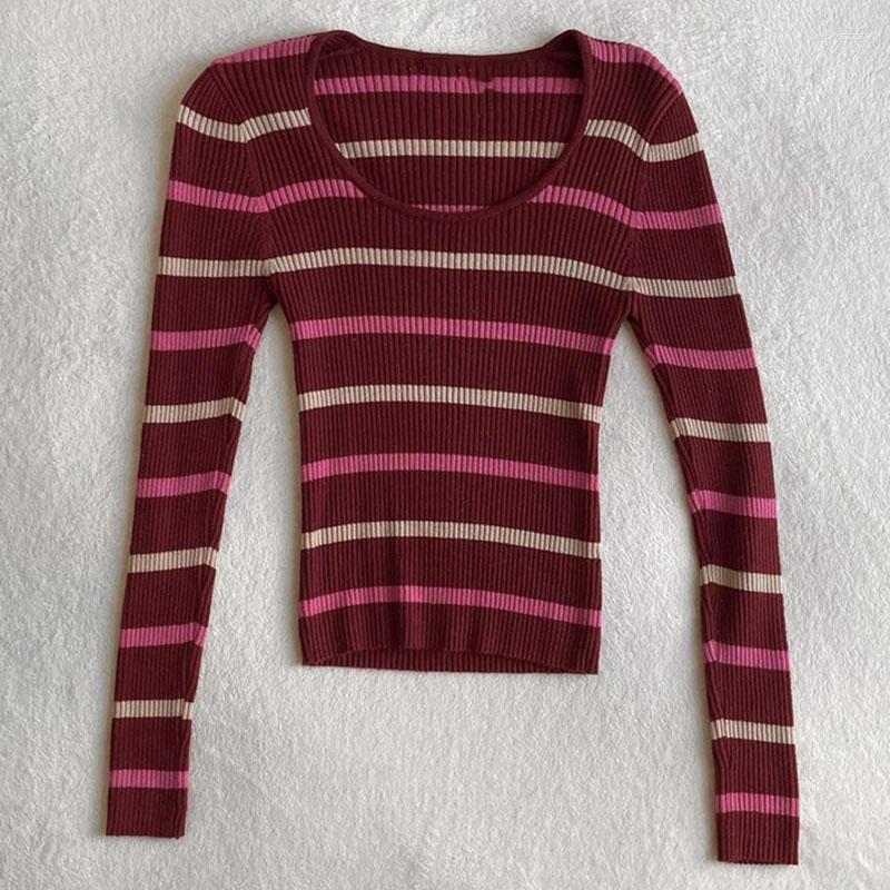 

Women' Sweaters 2000s Retro Y2K Grunge Sweater T Shirt Autumn Striped Knitted Crop Tops Vintage Long Sleeve Slim Fit Jumpers Chic, Picture shown