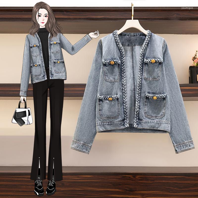 

Women' Jackets Large Women' Jacket Spring 2023 Fat Sister Slim Temperament Versatile Long Sleeved Denim