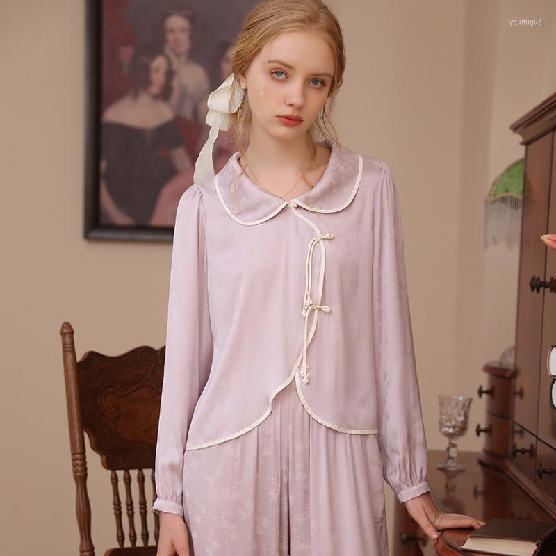 

Women' Sleepwear Long Sleeve Sweet Princess Set Thin Simple Loose Comfortable Loungewear Women' Silk Pajamas Women, Pink