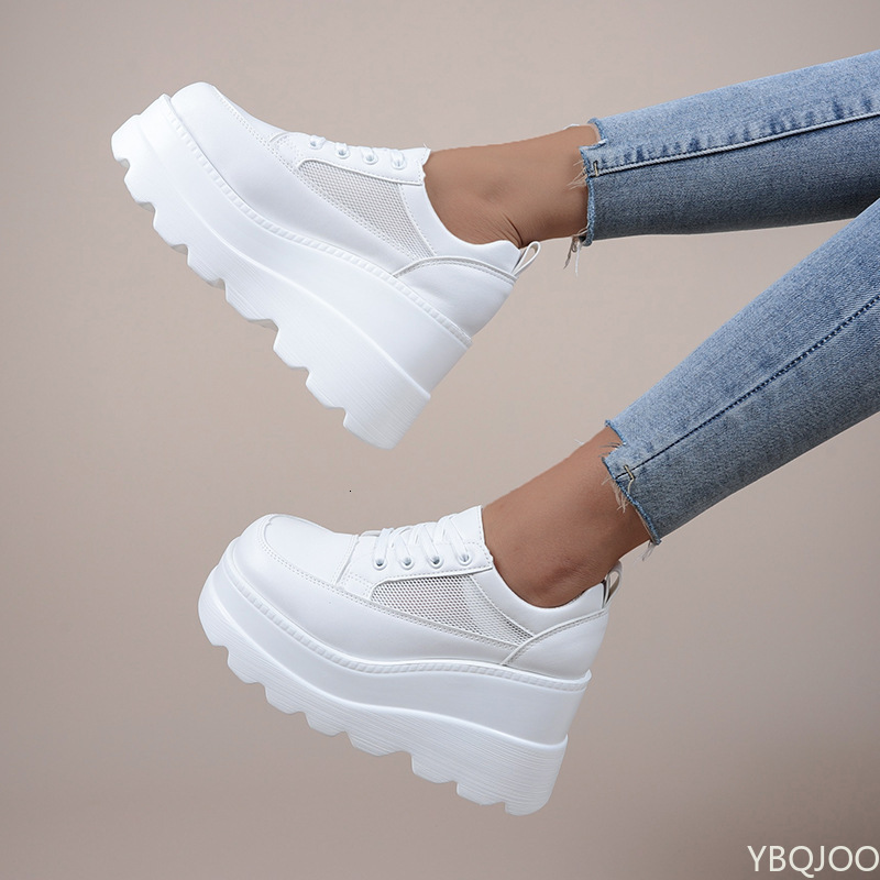 

Dress Shoes White Wedge Sneakers Platform Breathable Hollow Chunky Heel Pumps Women Heels 230217, Beige