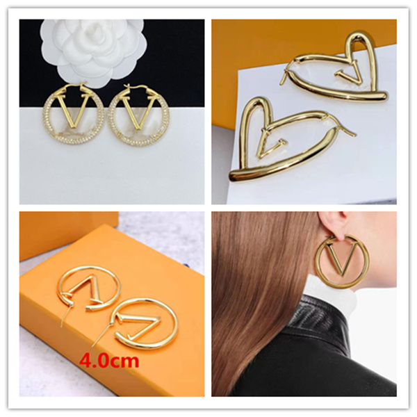 

Luxury designer mix earrings Fashion gold hoop earrings lady Women Party earring Wedding Lovers gift engagement Jewelry for Bride