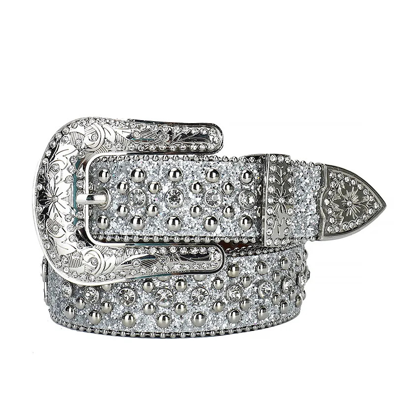 

Designer Bb Simon Belts for Men Women Shiny diamond belt Black Blue white multicolour with bling rhinestones as gift, Belt and box