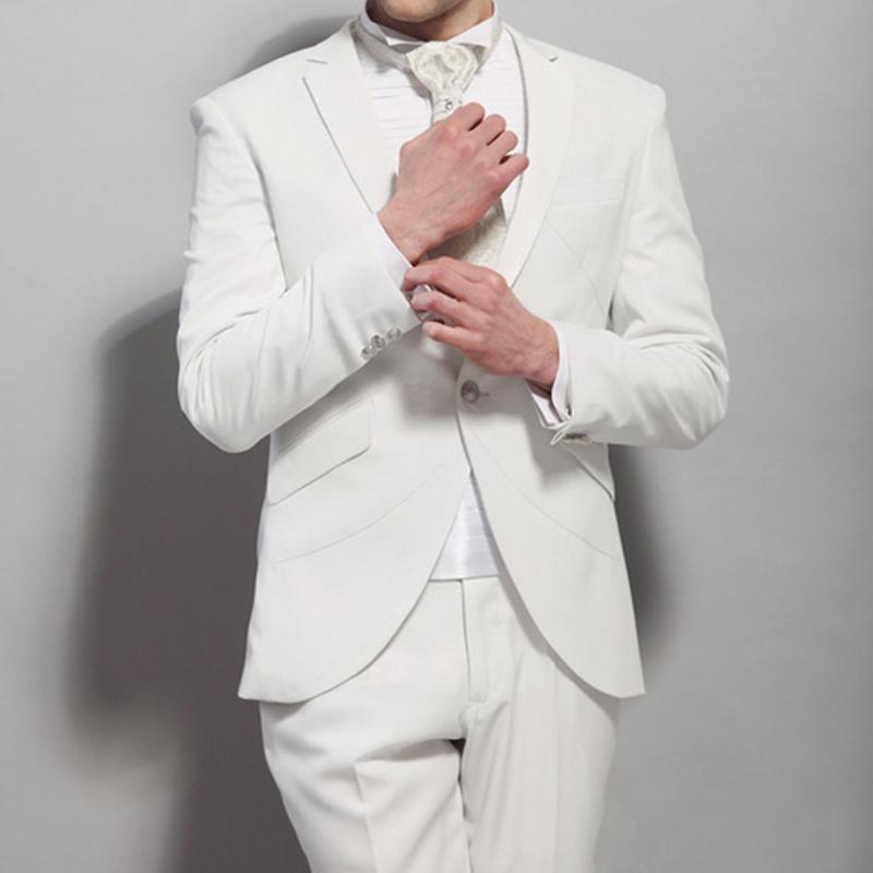 

Men's Suits & Blazers White Wedding Groom Tuxedos For Boyfriend 2 Piece Slim Fit Men Set Jacket With Pants 2023 Man Fashion Clothes, Beige