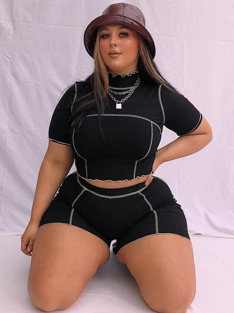 

Tracksuits Women Summer Suits Plus Size Shorts Sets Top And Pants Casual Fitness Sexy Outfits Two Piece Wholesale Bulk Drop, Black
