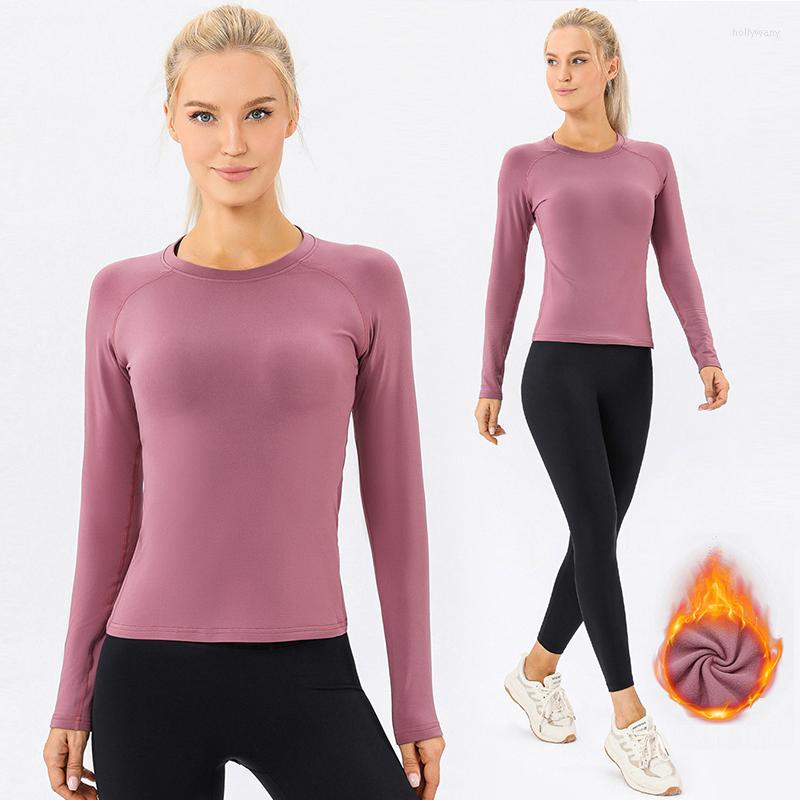 

Active Shirts Winter Thermal Shirt Women Fleece Sport Zip-Up Running Yoga Top Jacket Training Compression Gym Sportswear, Sea blue