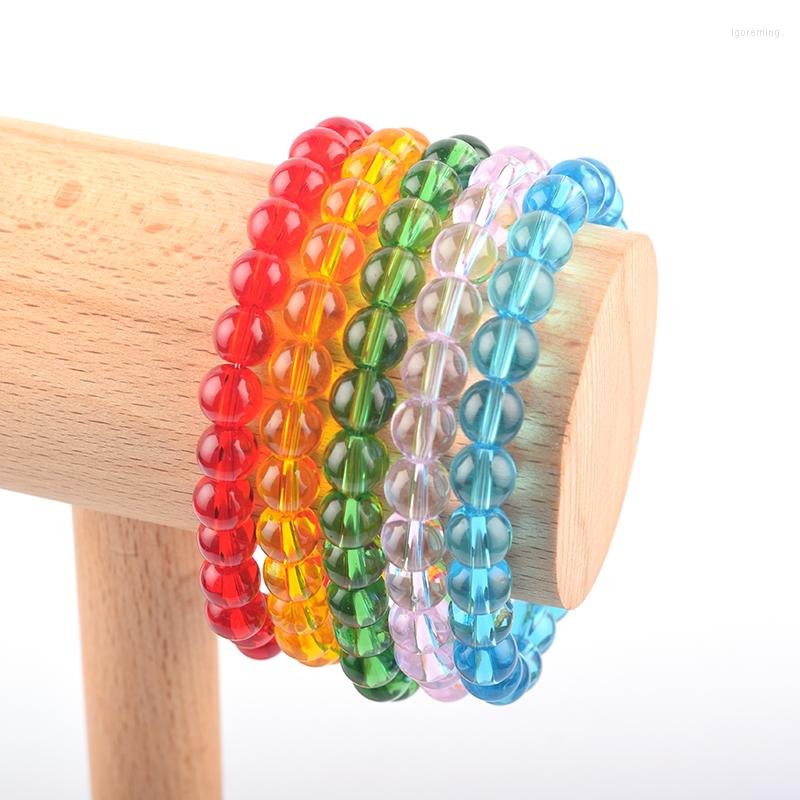 

Charm Bracelets Natural Rock Crystal Bead Bracelet Women Fashion Reiki Healing Colorful Clear Quartz Round Stone Wristband Summer Jewelry