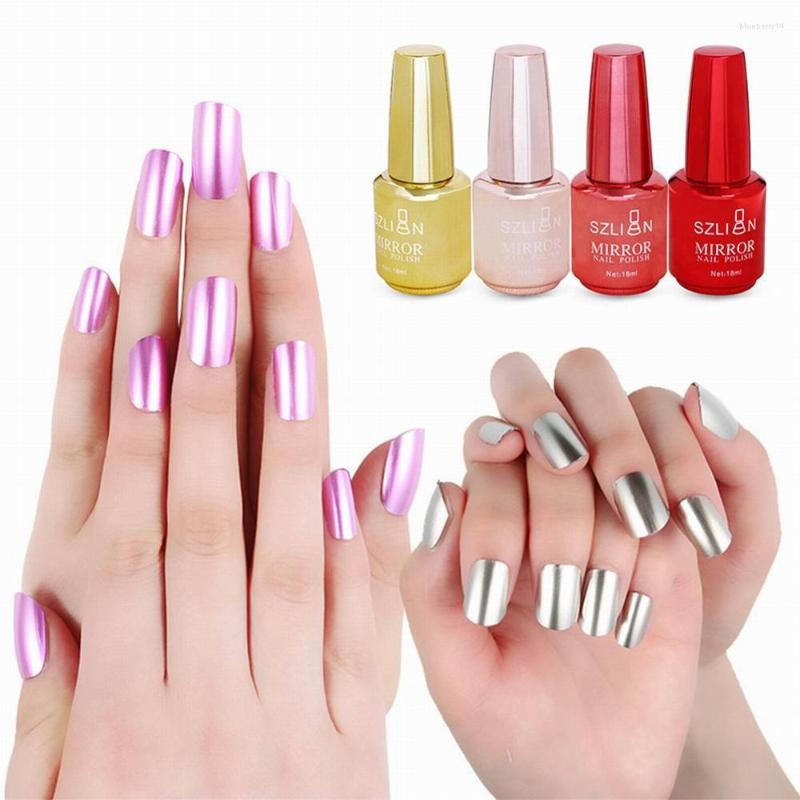 

Nail Polish 2023 Gel Silver Mirror Long Lasting Non-peelable Metallic Art 12 Colour, Dark purple