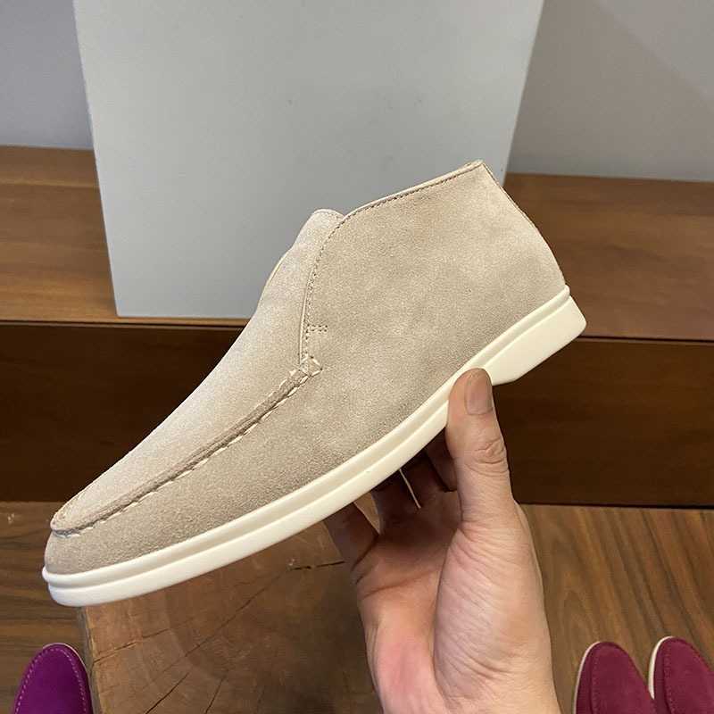 

Italy Designer Shoes Loropiana High-version High-top Shoes Women's Lp Loafer Shoes Slacker Shoes Flat Bottoms and Ankle Boots Casual Shoes for Lovers HENB, Apricot
