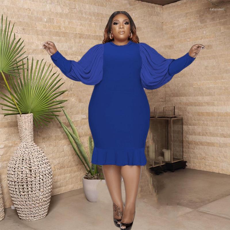 

Plus Size Dresses For Women Wholesale Streetwear Puff Sleeve Elegant Long Dress Ladies Sexy Large Bodycon Drop, Black