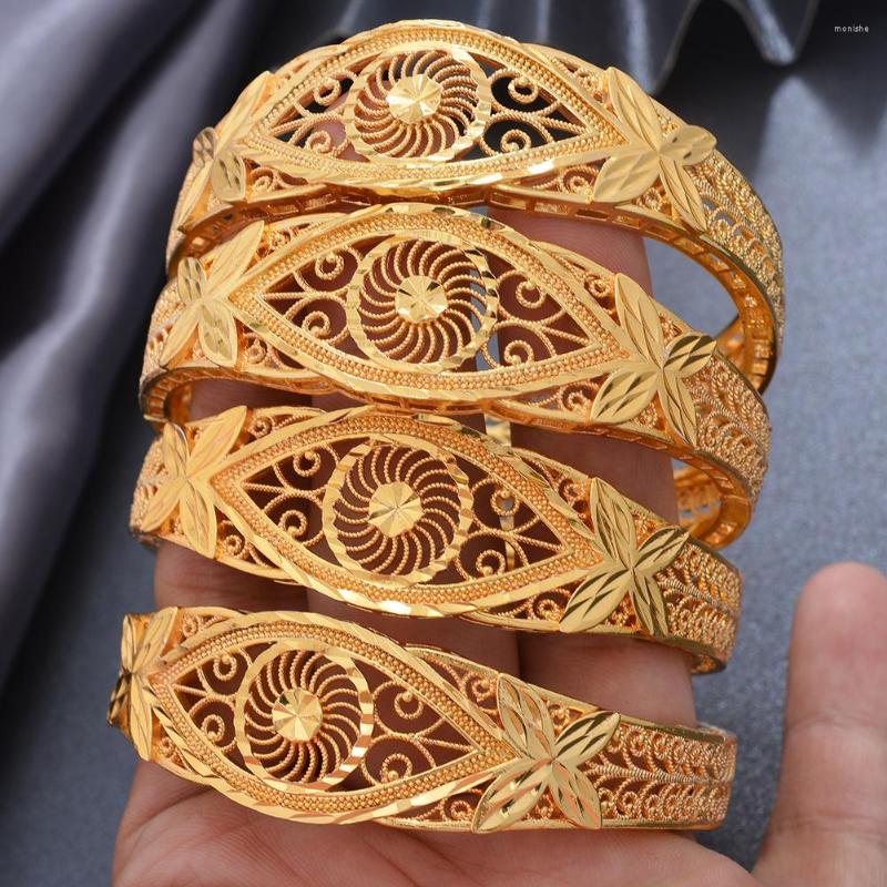 

Bangle 4Pcs/set Dubai 24k Gold Color Bangles For Women Bracelet&Bangles African Wedding Oman Gifts Jewelry