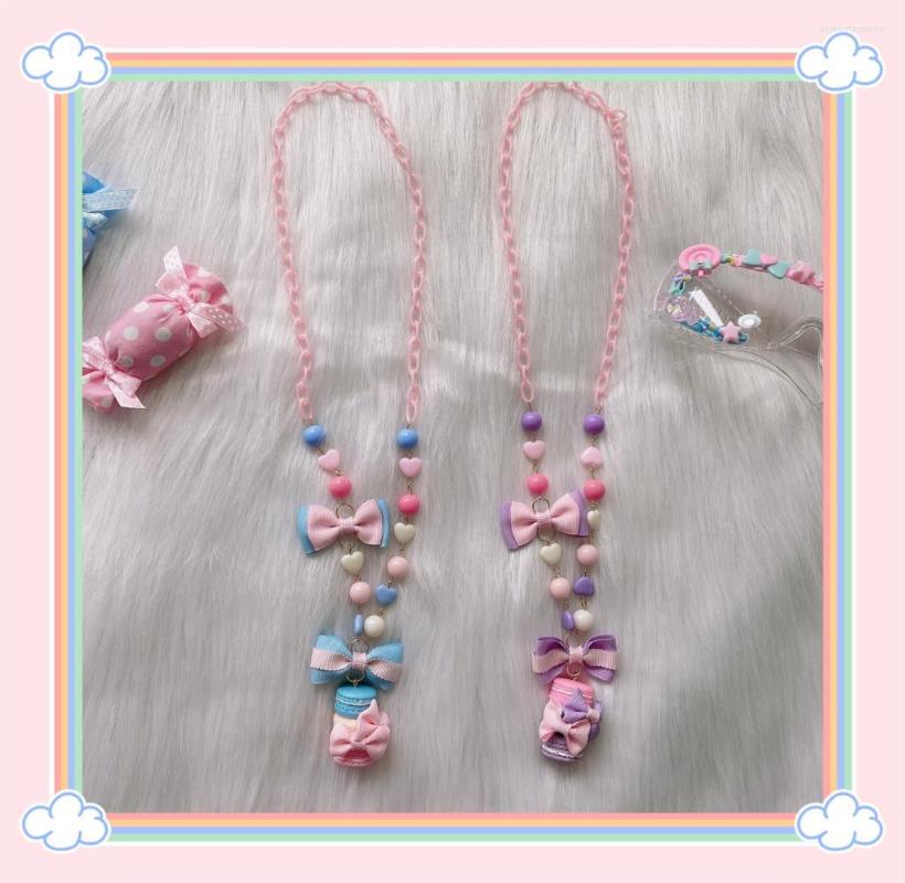 

Chains Lolita Original Hand-made Sandwich Macarons Sweet Necklace Pink Blue Purple Cute Accessories