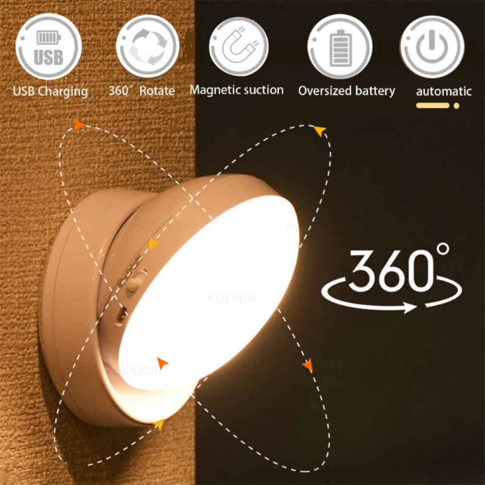 

Topoch Battery Night Lamp for Bedroom USB Charge Directional Wall Sconce for Wardrobe Kitchen Cabinet Stair Lighting Motion Sensor Indoor Wireless Light