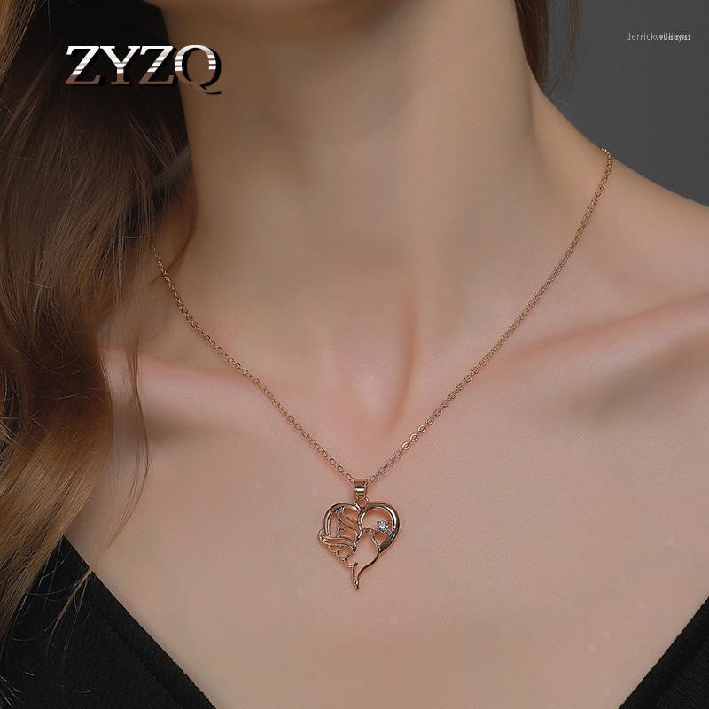 

Chains ZYZQ Romantic Peace Dove Heart-Shaped Delicate Pendent Necklace For Women Anniversary Party Female Jewelry1