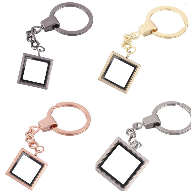 

Keychains 10pcs/lot Mix Color Plain Square Glass Floating Memory Relicario Medaillon Locket Jewelry Accessories Making Bulk