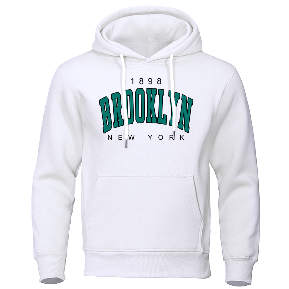 

Mens Hoodies Sweatshirts 1898 Brooklyn York Printed Hoody Creativity Crewneck Clothing Fashion Oversize Sweatshirt Fashio Hoodie Male 230216, White