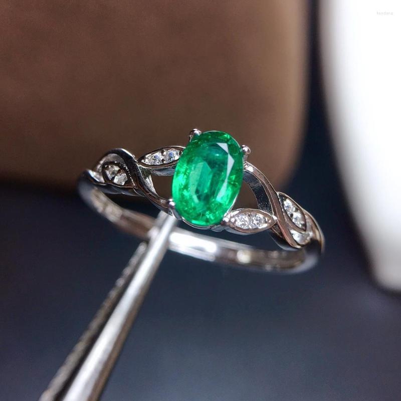 

Cluster Rings Natural Emerald Ring 925 Sterling Silver Classic Style Women Fine Jewelry Wedding Gift Anillos De Compromiso Para Mujer Oro 18