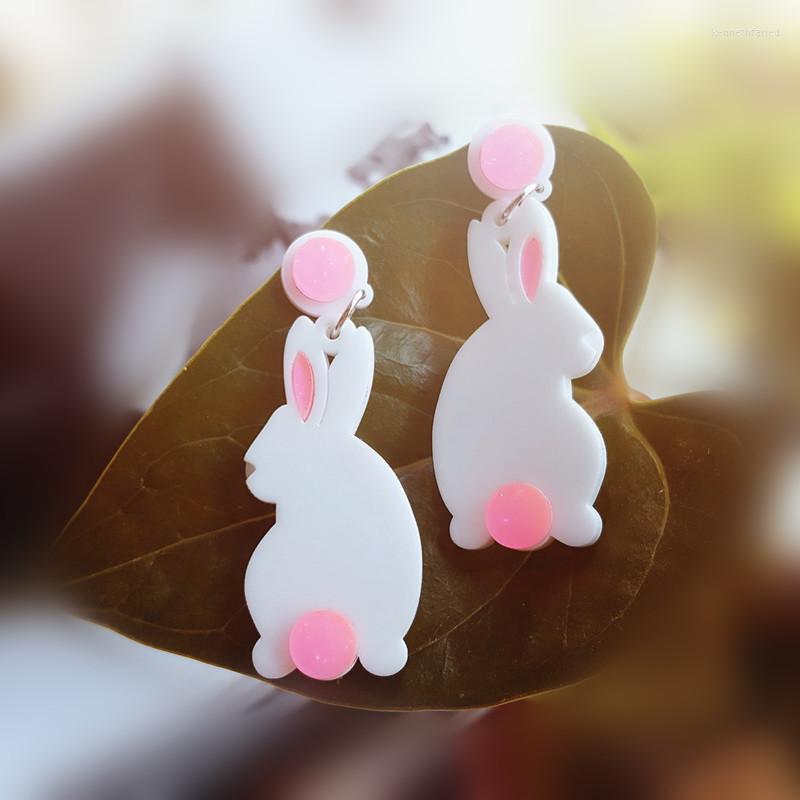 

Dangle Earrings Harajuku Cute Cartoon Pink White Acrylic Charms For Girl Women Sweet Animal Earings Fashion Easter Jewelry