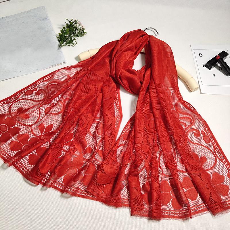 

Scarves Women Cut Flowers Hollow Lace Silk Scarf Spring Autumn Winter Shawls And Wraps Towel Femme Summer Beach Pashmina