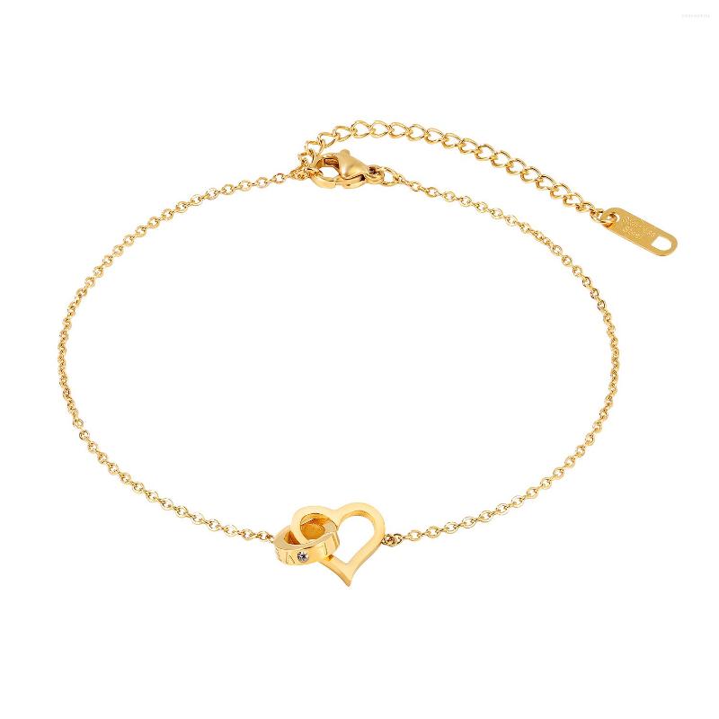 

Anklets Fashion Gold Color Stainless Steel Zircon Heart For Women Foot Leg Chain Bracelet Beach Jewelry Accessories Gifts Anklet